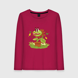 Лонгслив хлопковый женский Хищный цветок, цвет: маджента