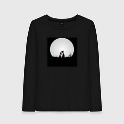 Лонгслив хлопковый женский Любовь и луна, цвет: черный