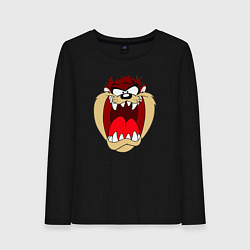 Лонгслив хлопковый женский Tasmanian Devil, цвет: черный