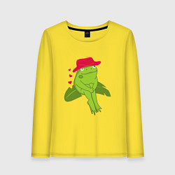 Лонгслив хлопковый женский Лягушонок в шляпе, цвет: желтый