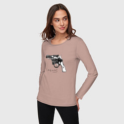 Лонгслив хлопковый женский Andy Warhol revolver sketch, цвет: пыльно-розовый — фото 2