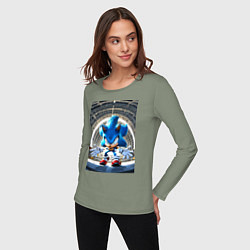 Лонгслив хлопковый женский Соник на сексетной базе, цвет: авокадо — фото 2