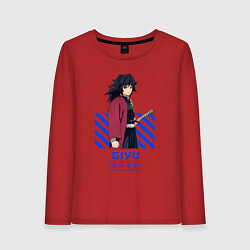Лонгслив хлопковый женский Клинок рассекающий демонов Giyu столп, цвет: красный
