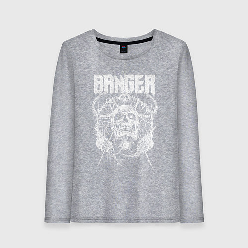 Женский лонгслив Banger - horned skull / Меланж – фото 1