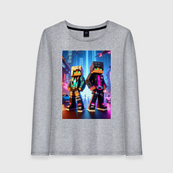 Лонгслив хлопковый женский Minecraft - characters neon glow, цвет: меланж