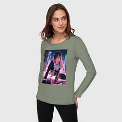 Лонгслив хлопковый женский Тифа Локхарт из Final Fantasy VII в стиле киберпан, цвет: авокадо — фото 2