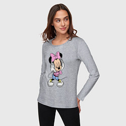 Лонгслив хлопковый женский Minnie Mouse in music, цвет: меланж — фото 2