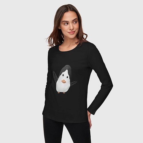 Женский лонгслив Cartoon penguin / Черный – фото 3