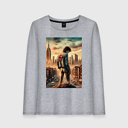 Лонгслив хлопковый женский Mick Jagger is the world legend, цвет: меланж