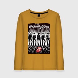 Лонгслив хлопковый женский Молодые Роллинги со спины - восход солнца, цвет: горчичный