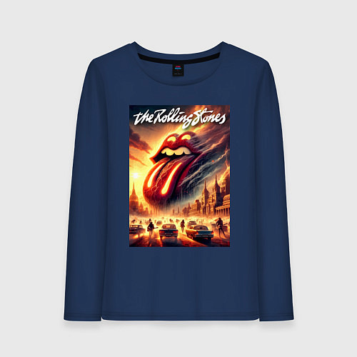 Женский лонгслив Logo of the Rollings Stones / Тёмно-синий – фото 1