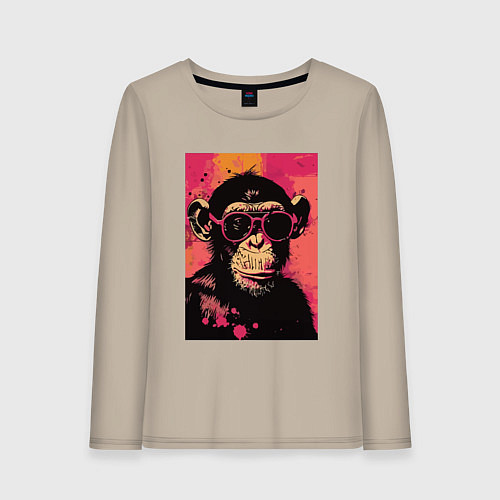 Женский лонгслив Крутая обезьянка / Миндальный – фото 1