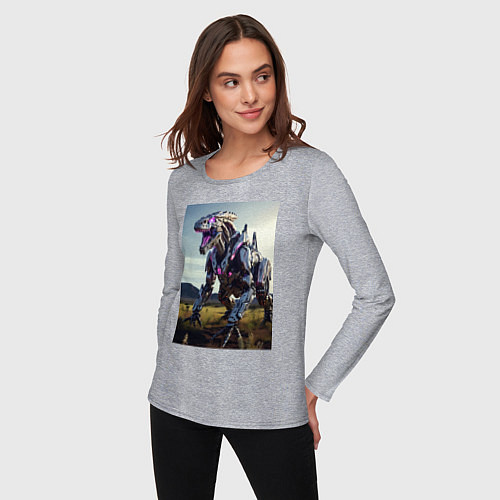 Женский лонгслив Робот в стиле Horizon / Меланж – фото 3