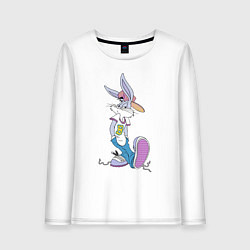Лонгслив хлопковый женский Bugs Bunny in the sneakers, цвет: белый