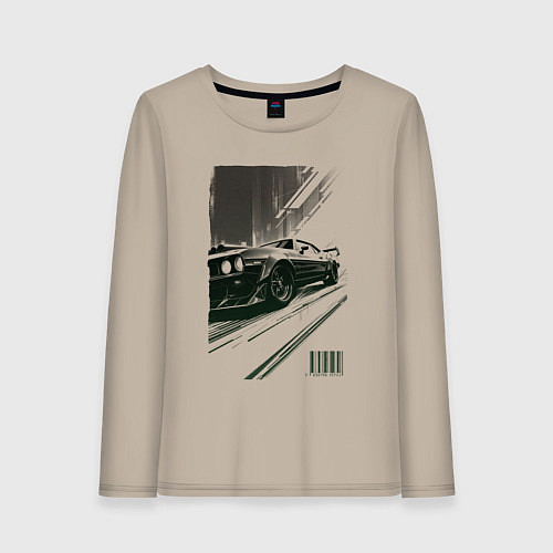 Женский лонгслив Гоночный спорткар / Миндальный – фото 1