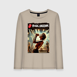 Лонгслив хлопковый женский Мик Джагер - Роллинг Стоунз, цвет: миндальный