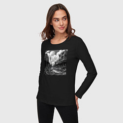 Лонгслив хлопковый женский Разрушенный город, цвет: черный — фото 2