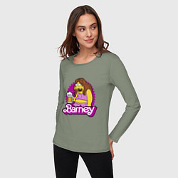 Лонгслив хлопковый женский Barney with beer, цвет: авокадо — фото 2