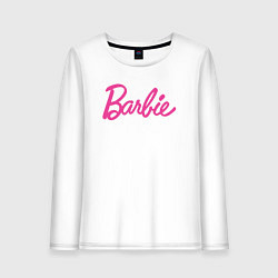Лонгслив хлопковый женский Барби надпись, цвет: белый