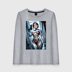 Лонгслив хлопковый женский Девушка-наемница, цвет: меланж