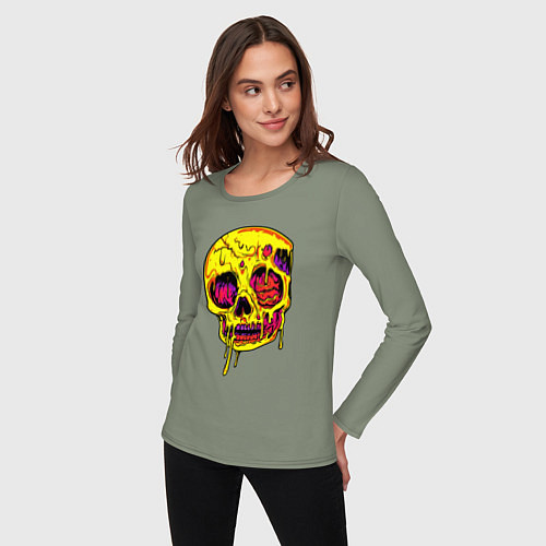 Женский лонгслив Желтый растекшийся череп / Авокадо – фото 3