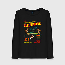 Лонгслив хлопковый женский Сверхъестественное Possessed and obsessed, цвет: черный