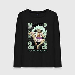Лонгслив хлопковый женский One piece D Luffy wanted, цвет: черный