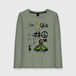 Лонгслив хлопковый женский Che Guevara граффити, цвет: авокадо