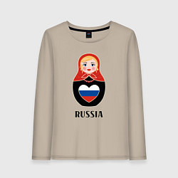 Женский лонгслив Матрёшка с триколором в сердце