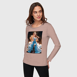 Лонгслив хлопковый женский Девушка в вечернем платье играет на скрипке, цвет: пыльно-розовый — фото 2