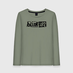 Лонгслив хлопковый женский Blink 182 трафарет черный, цвет: авокадо