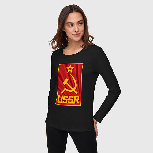 Женский лонгслив USSR style / Черный – фото 3