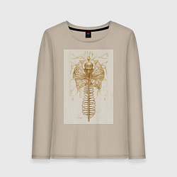 Лонгслив хлопковый женский Скелет насекомого, цвет: миндальный