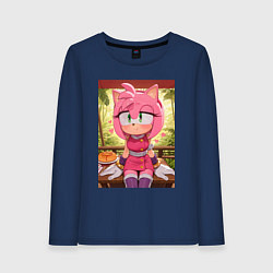 Лонгслив хлопковый женский Эми Роуз из Somic, цвет: тёмно-синий