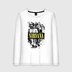 Лонгслив хлопковый женский Nirvana band, цвет: белый