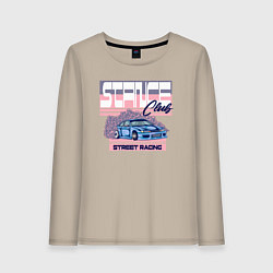 Лонгслив хлопковый женский Street racing, цвет: миндальный