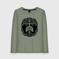 Лонгслив хлопковый женский Древо с легкими, цвет: авокадо