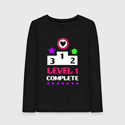 Лонгслив хлопковый женский 1 уровень пройден, цвет: черный