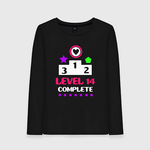 Женский лонгслив 14 уровень пройден / Черный – фото 1