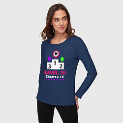 Лонгслив хлопковый женский 20 уровень пройден, цвет: тёмно-синий — фото 2