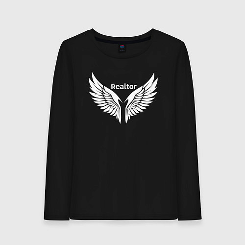 Женский лонгслив Крылья риэлтора / Черный – фото 1