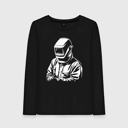 Женский лонгслив Сварщик в маске / Черный – фото 1