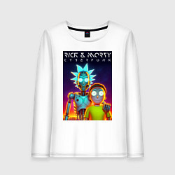 Лонгслив хлопковый женский Cyborg Rick and Morty - ai art fantasy, цвет: белый