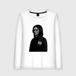 Лонгслив хлопковый женский Bones в капюшоне с наушниками, цвет: белый