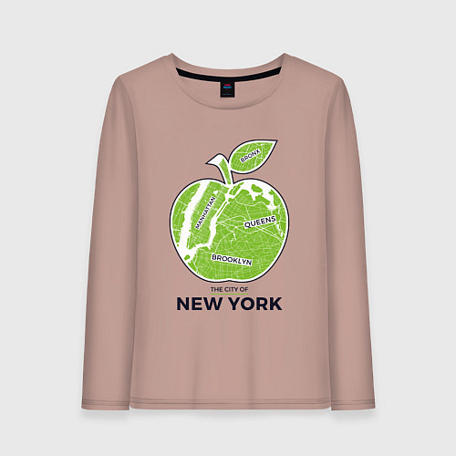 Женский лонгслив Сity of New York / Пыльно-розовый – фото 1