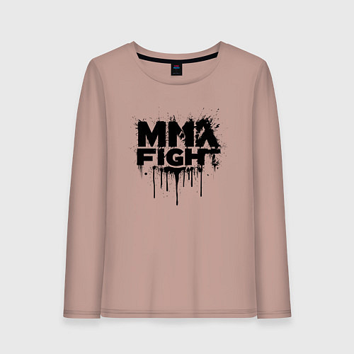 Женский лонгслив MMA боец черной краской / Пыльно-розовый – фото 1