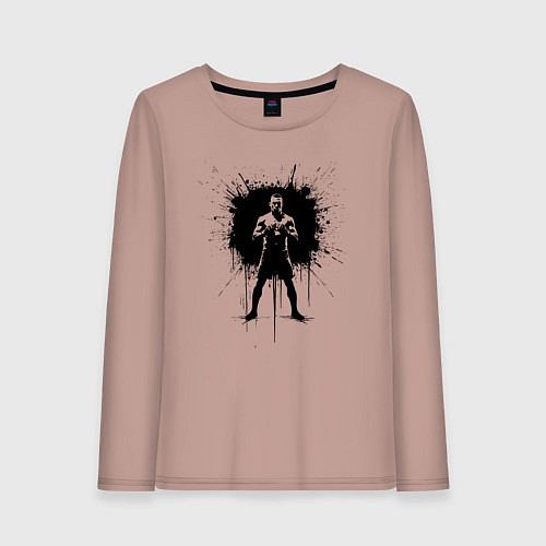 Женский лонгслив Нейт Диас в черной краске / Пыльно-розовый – фото 1