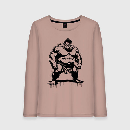 Женский лонгслив Грозный сумоист / Пыльно-розовый – фото 1