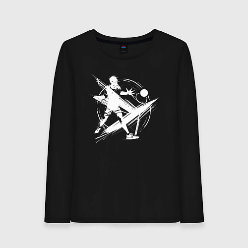 Женский лонгслив Динамичная игра в настольный теннис / Черный – фото 1