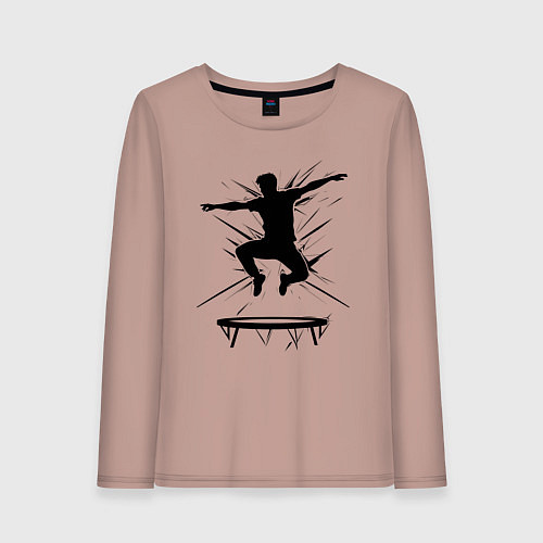 Женский лонгслив Прыжок на батуте / Пыльно-розовый – фото 1